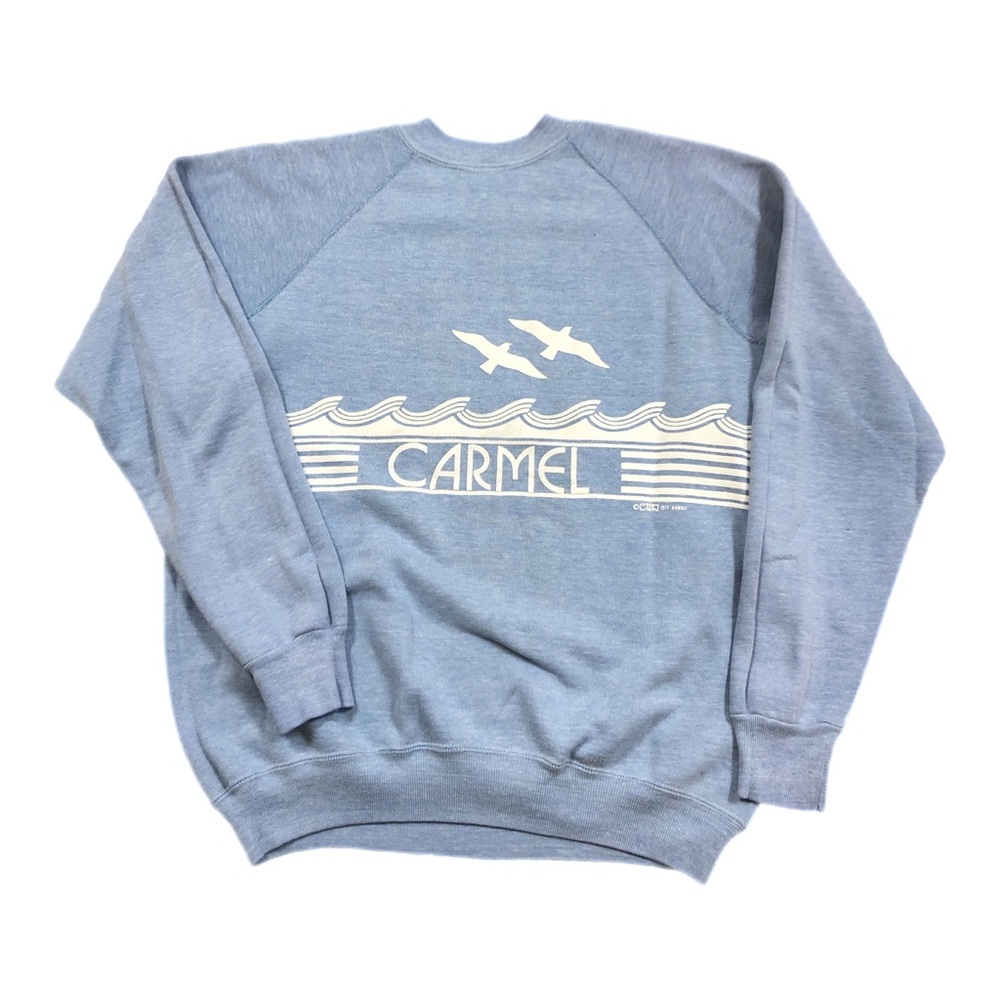 Vintage Crazy Shirts Sweatshirt Mens Large Blue Carmel Seagull Waves 1970s - Picture 2 of 9
